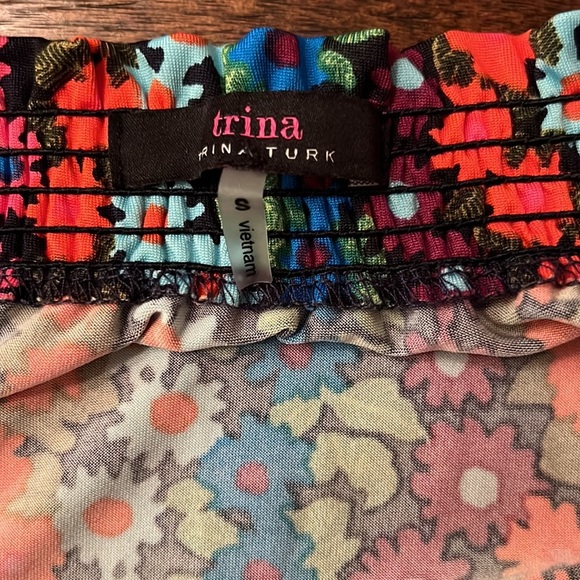 Trina Turk Off the Shoulder Multicolor Floral Bell Sleeve Tunic Dress Size small - Picture 5 of 6